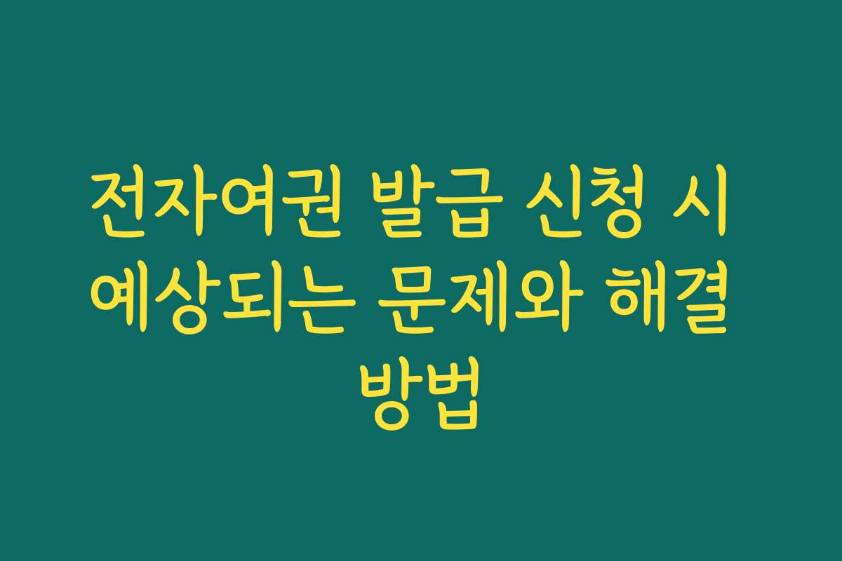 전자여권 발급 신청 시 예상되는 문제와 해결 방법