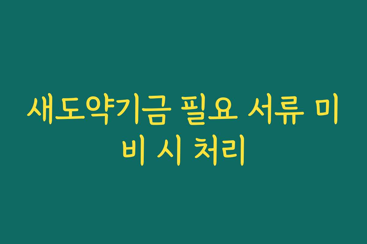 새도약기금 필요 서류 미비 시 처리
