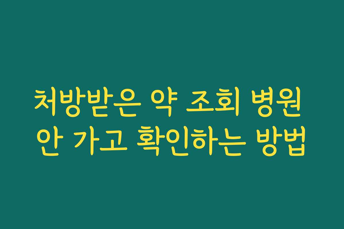 처방받은 약 조회 병원 안 가고 확인하는 방법 처방받은 약 조회 병원 안 가고 확인하는 방법