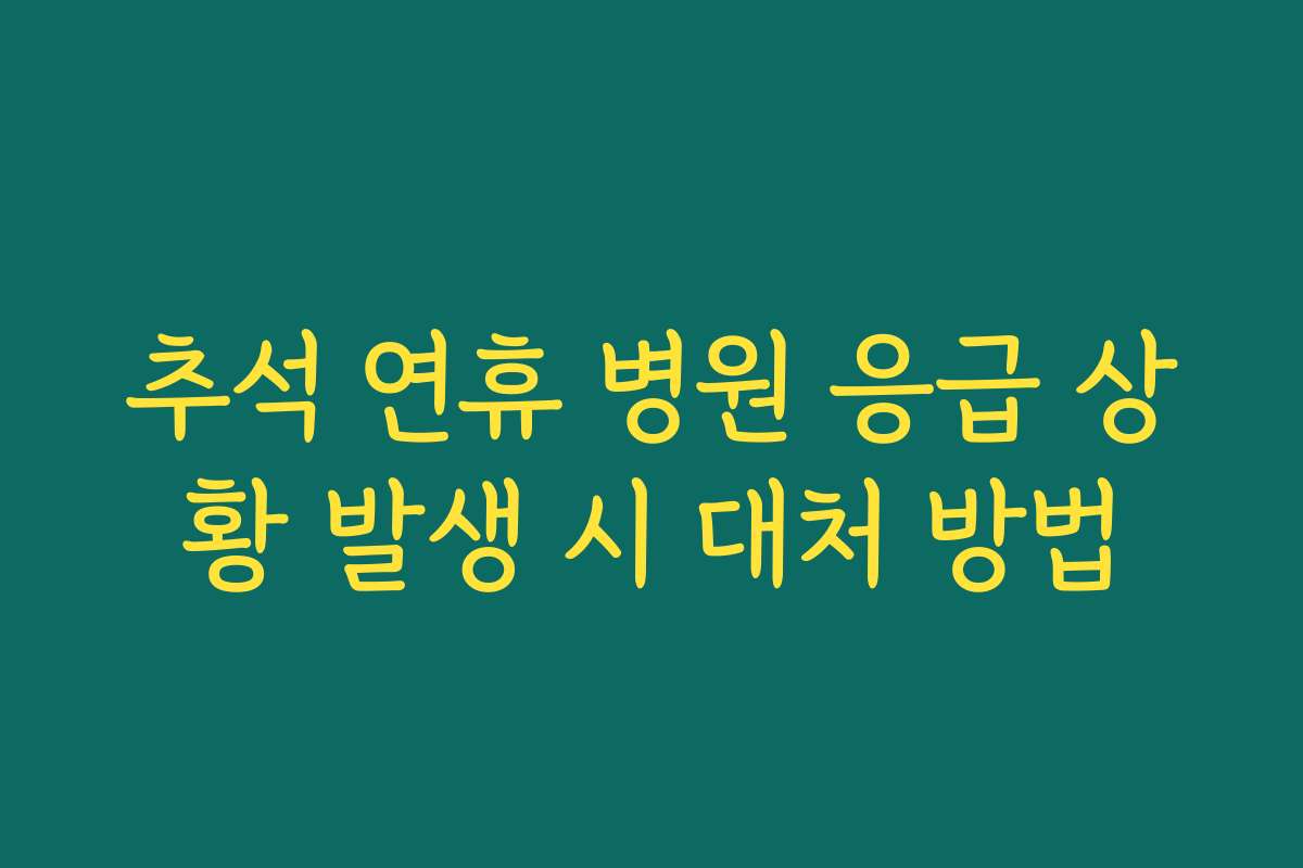 추석 연휴 병원 응급 상황 발생 시 대처 방법