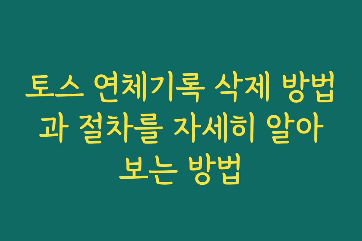 토스 연체기록 삭제 방법과 절차를 자세히 알아보는 방법