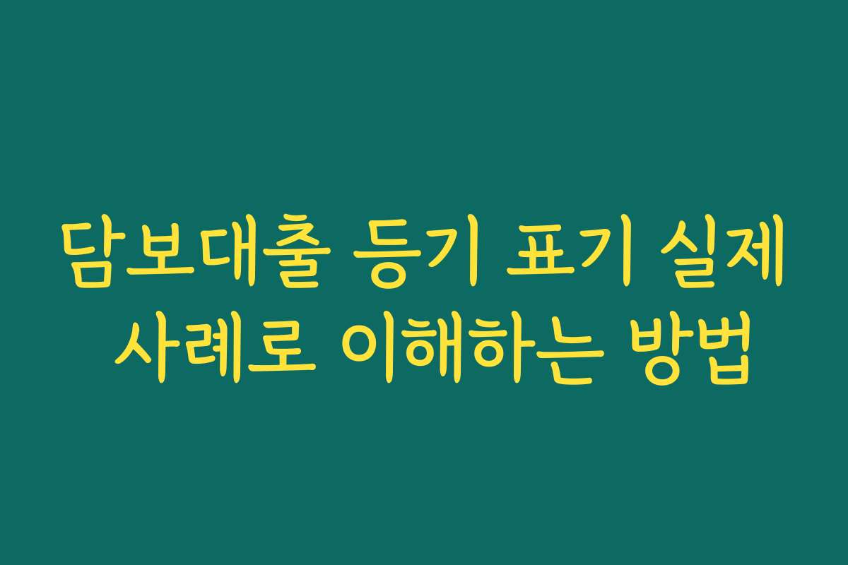 담보대출 등기 표기 실제 사례로 이해하는 방법