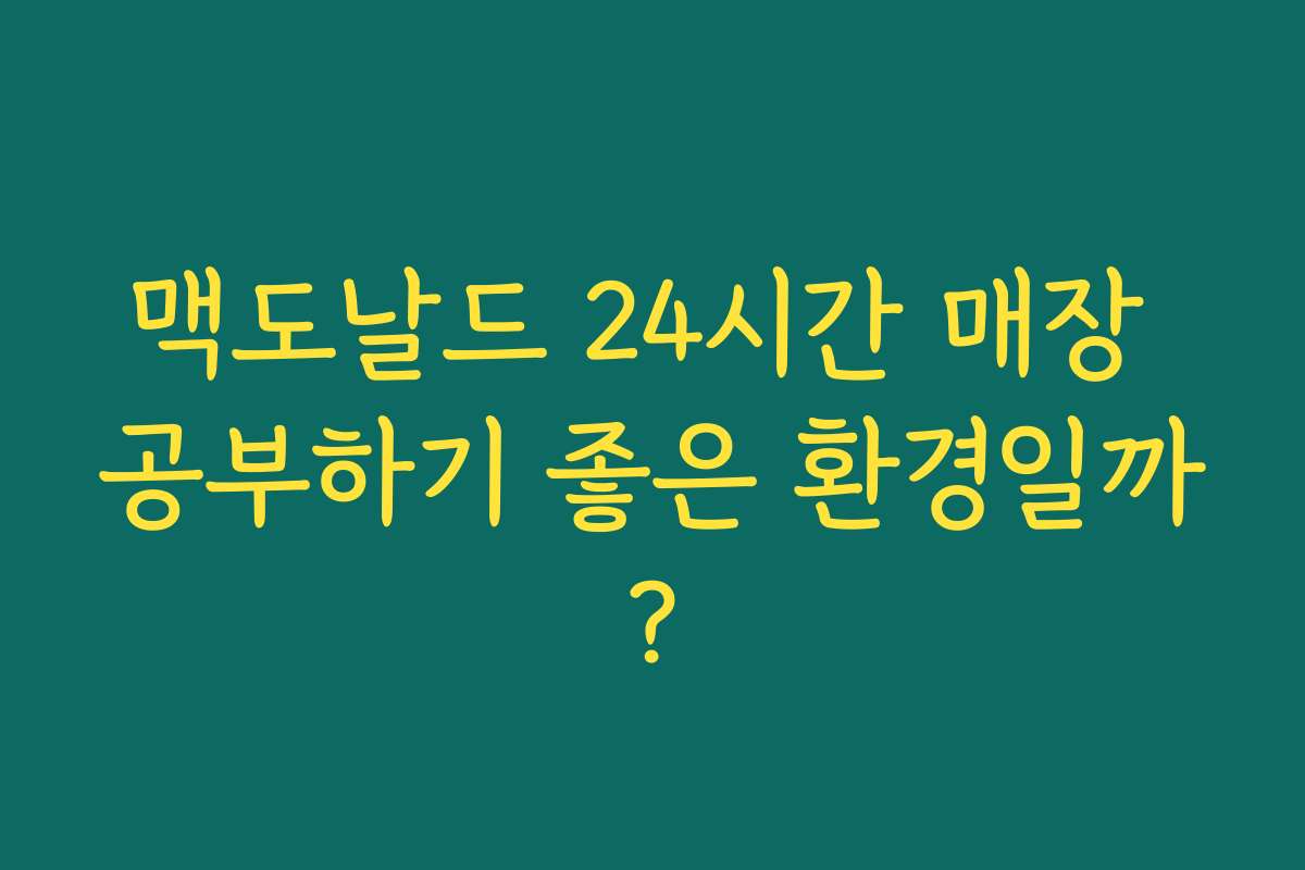 맥도날드 24시간 매장 공부하기 좋은 환경일까? 맥도날드 24시간 매장 공부하기 좋은 환경일까?