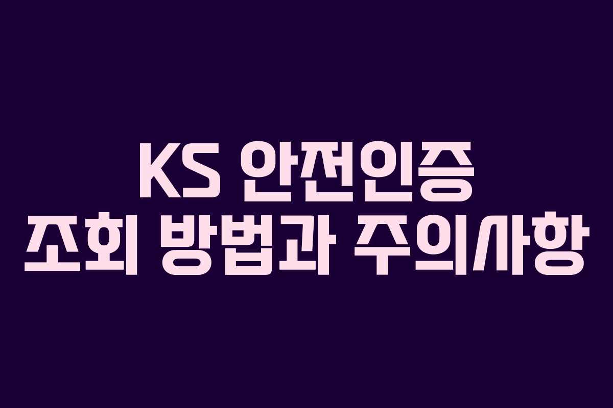 KS 안전인증 조회 방법과 주의사항