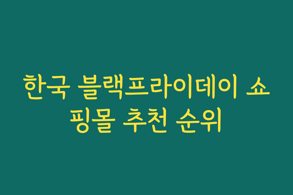 한국 블랙프라이데이 쇼핑몰 추천 순위