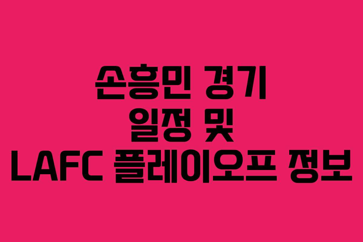 손흥민 경기 일정 및 LAFC 플레이오프 정보 손흥민 경기 일정 및 LAFC 플레이오프 정보