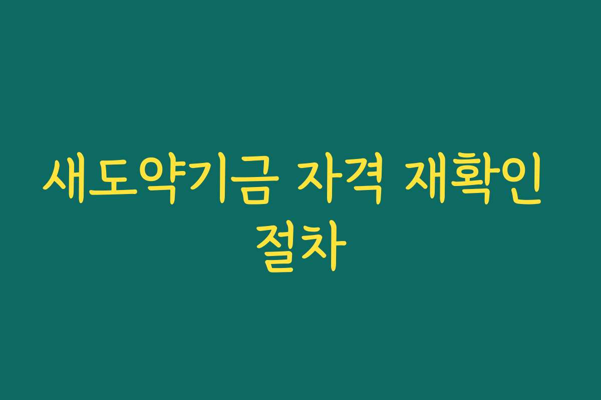 새도약기금 자격 재확인 절차