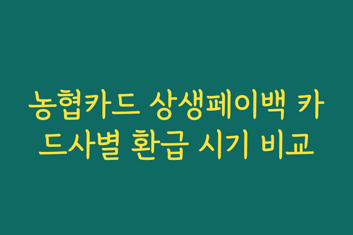 농협카드 상생페이백 카드사별 환급 시기 비교 농협카드 상생페이백 카드사별 환급 시기 비교