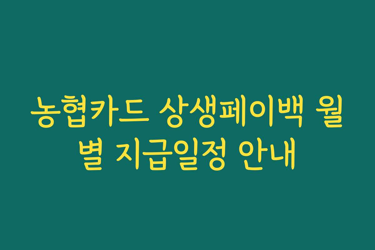 농협카드 상생페이백 월별 지급일정 안내 농협카드 상생페이백 월별 지급일정 안내