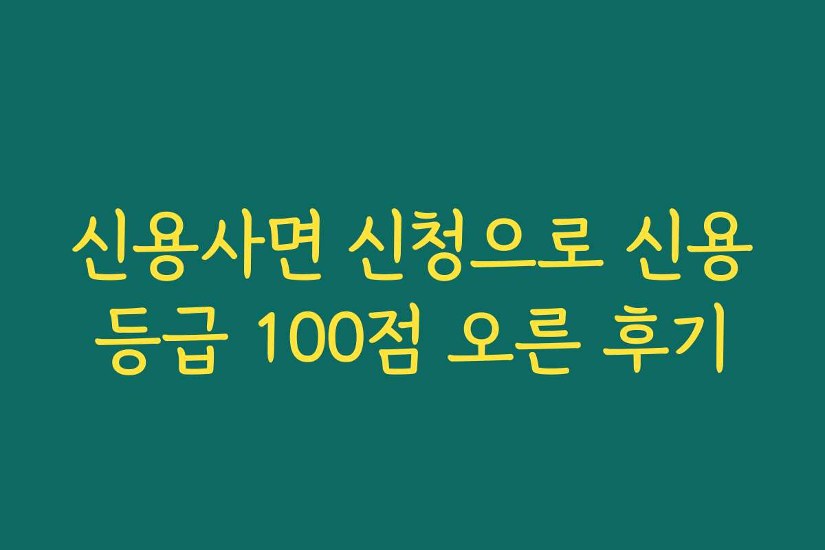 신용사면 신청으로 신용등급 100점 오른 후기