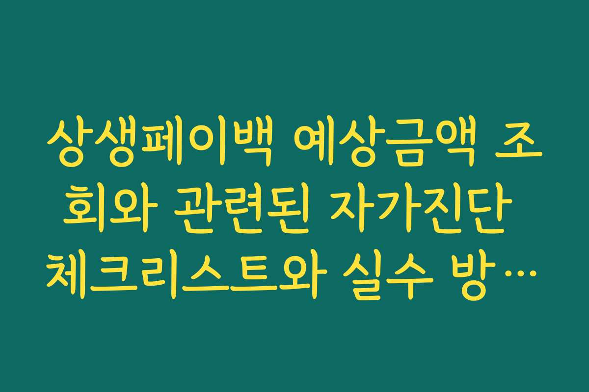 상생페이백 예상금액 조회와 관련된 자가진단 체크리스트와 실수 방지 팁