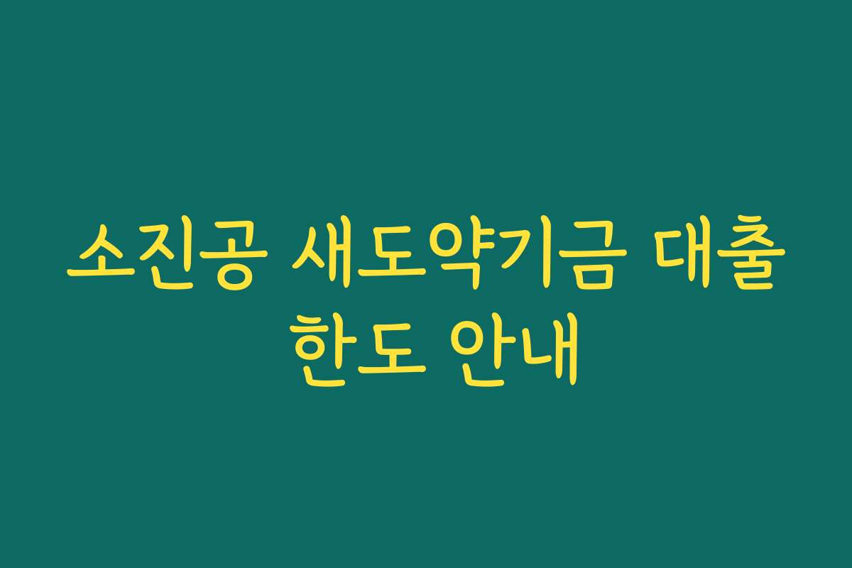 소진공 새도약기금 대출 한도 안내
