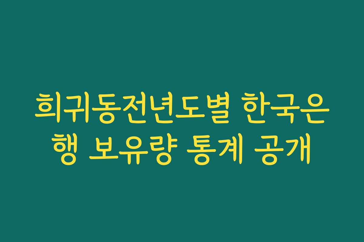 희귀동전년도별 한국은행 보유량 통계 공개
