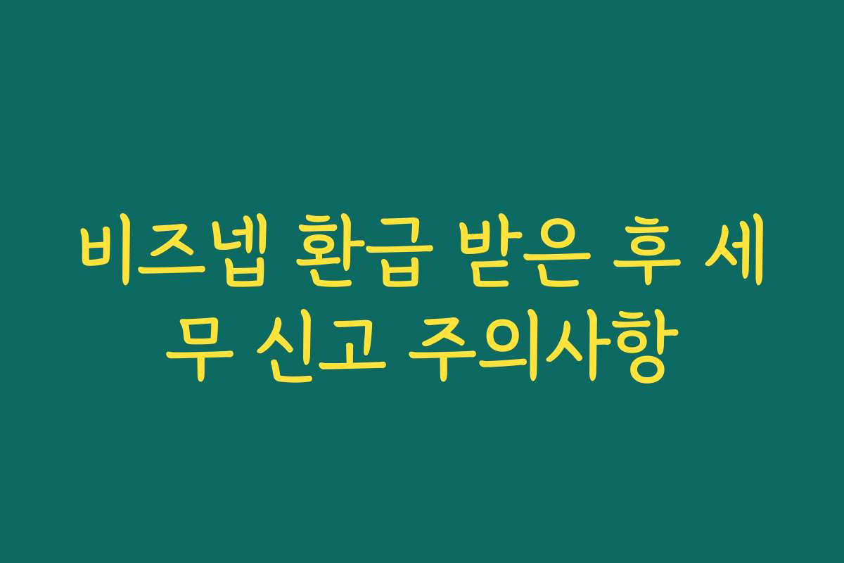 비즈넵 환급 받은 후 세무 신고 주의사항