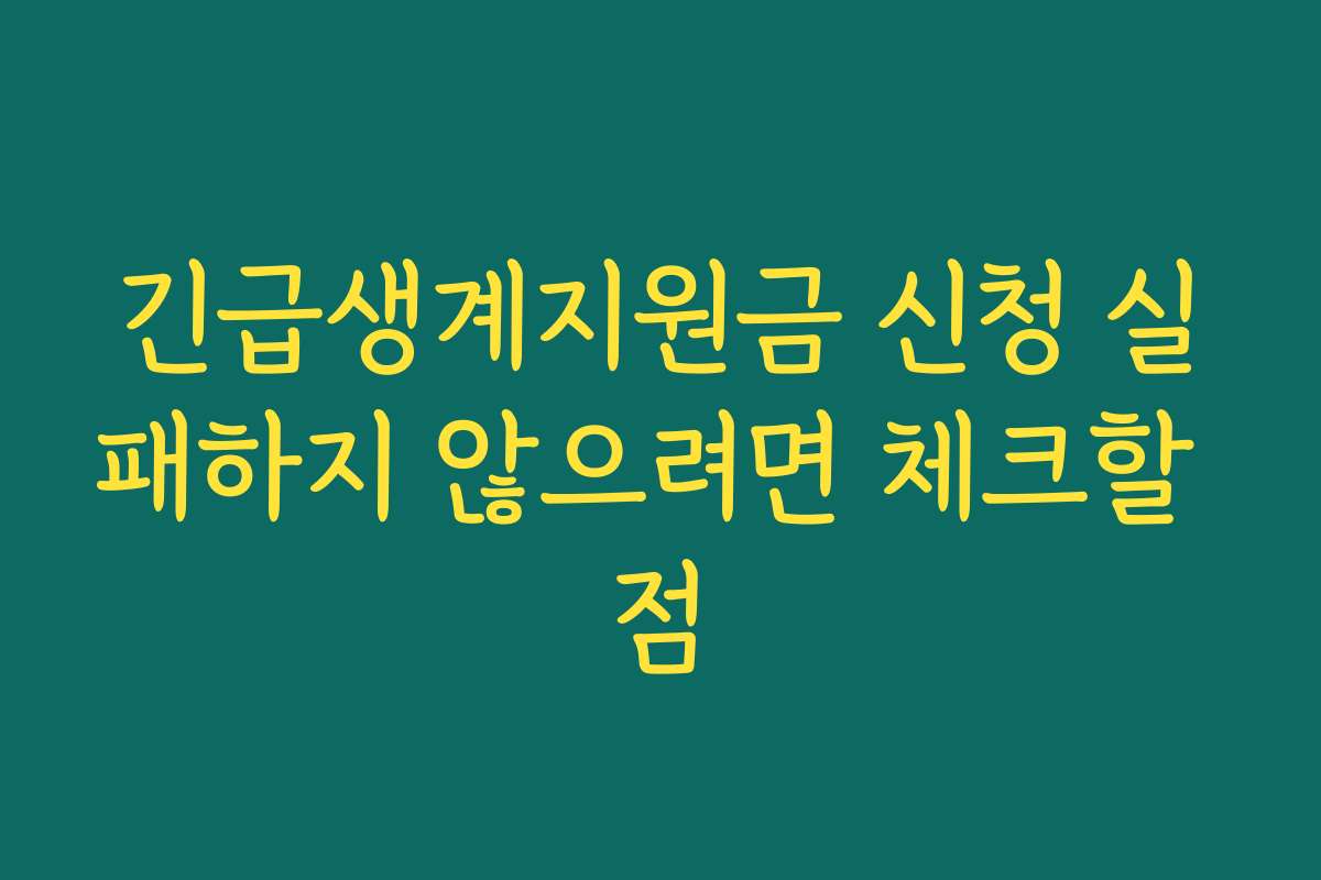 긴급생계지원금 신청 실패하지 않으려면 체크할 점
