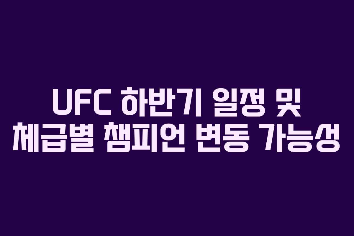 UFC 하반기 일정 및 체급별 챔피언 변동 가능성 UFC 하반기 일정 및 체급별 챔피언 변동 가능성