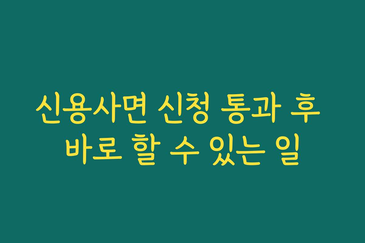 신용사면 신청 통과 후 바로 할 수 있는 일