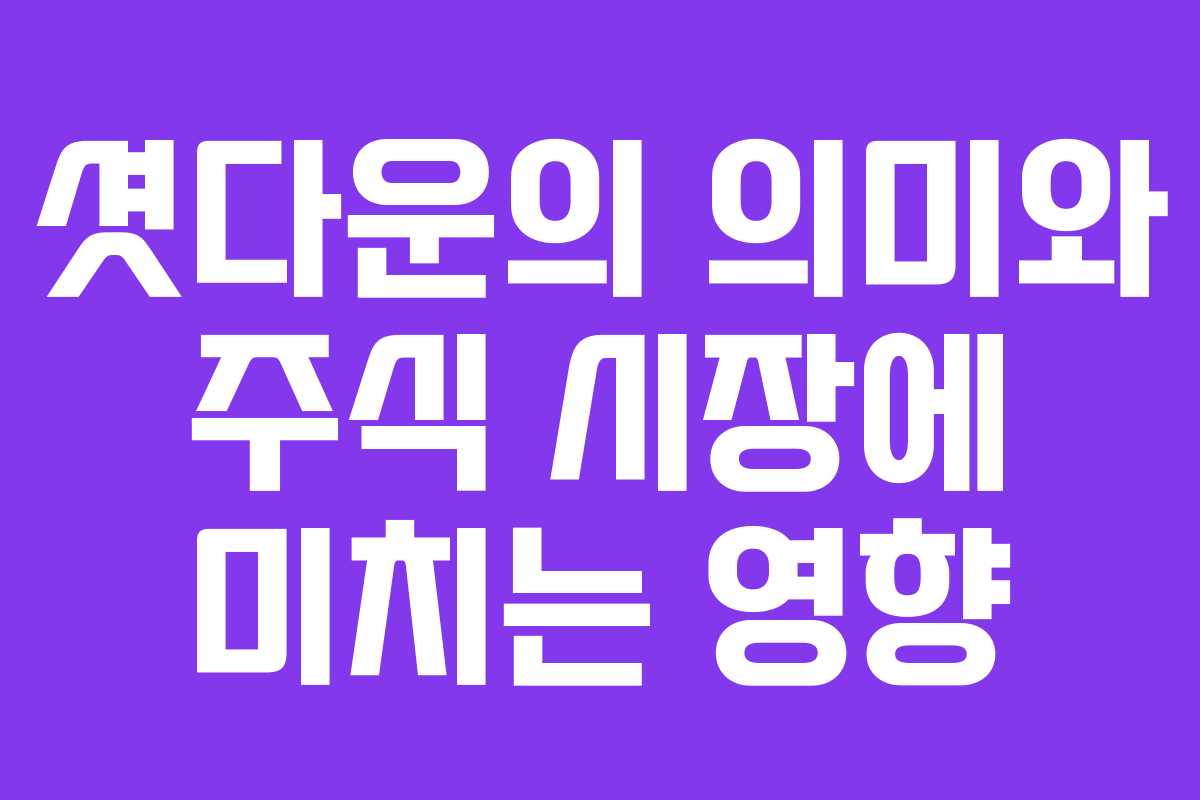 셧다운의 의미와 주식 시장에 미치는 영향