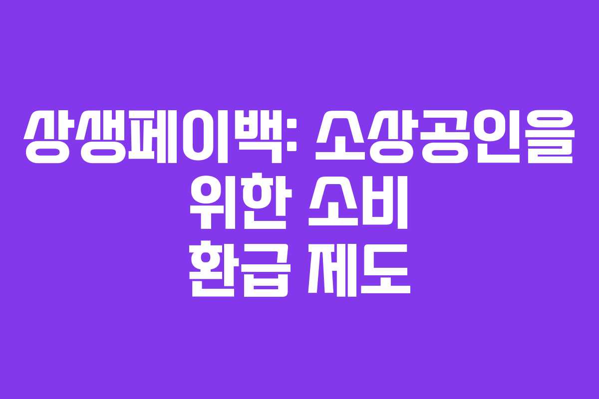 상생페이백: 소상공인을 위한 소비 환급 제도 상생페이백: 소상공인을 위한 소비 환급 제도