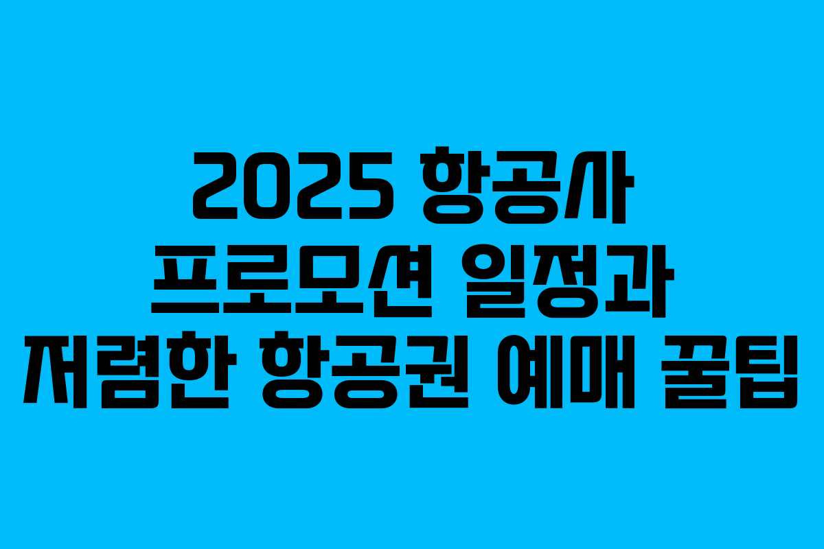 2025 항공사 프로모션 일정과 저렴한 항공권 예매 꿀팁
