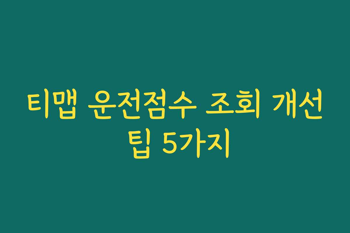 티맵 운전점수 조회 개선 팁 5가지
