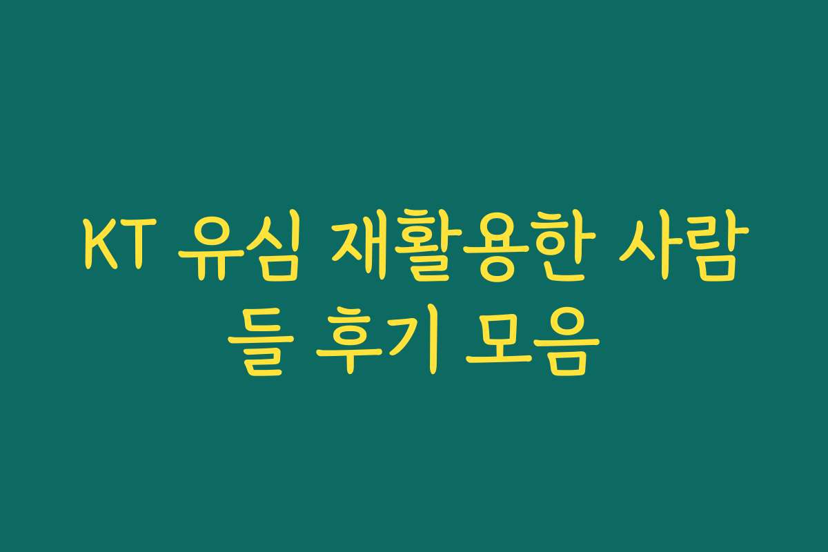 KT 유심 재활용한 사람들 후기 모음