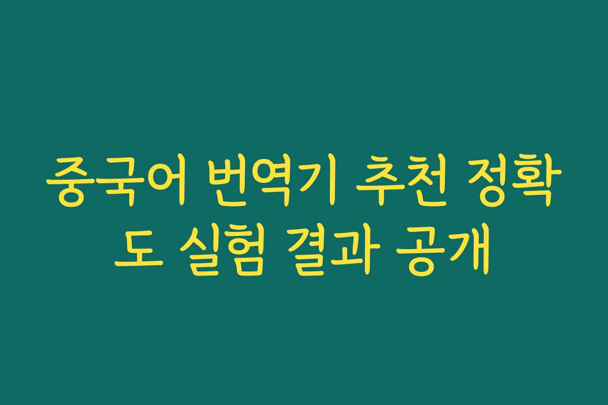 중국어 번역기 추천 정확도 실험 결과 공개