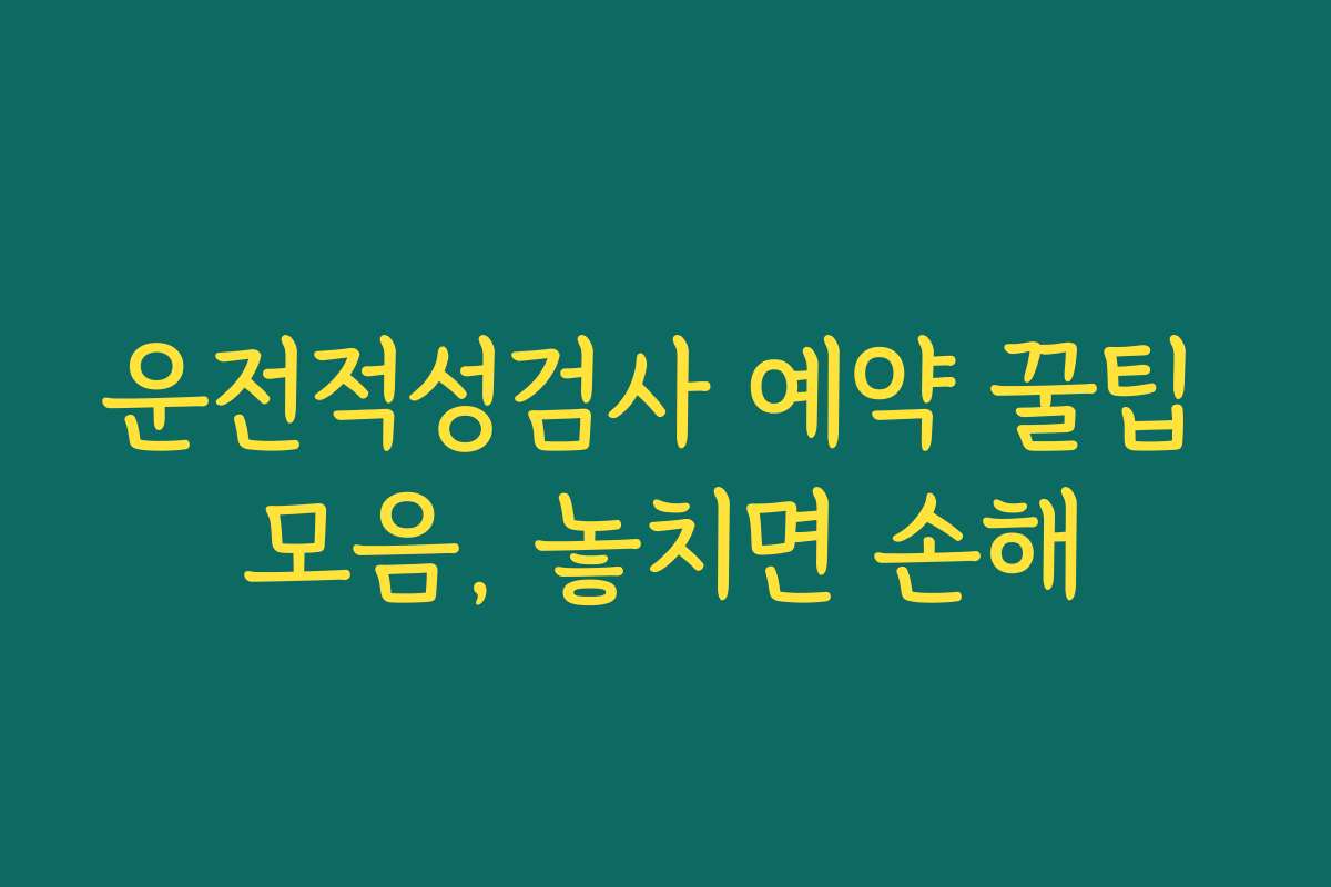 운전적성검사 예약 꿀팁 모음, 놓치면 손해