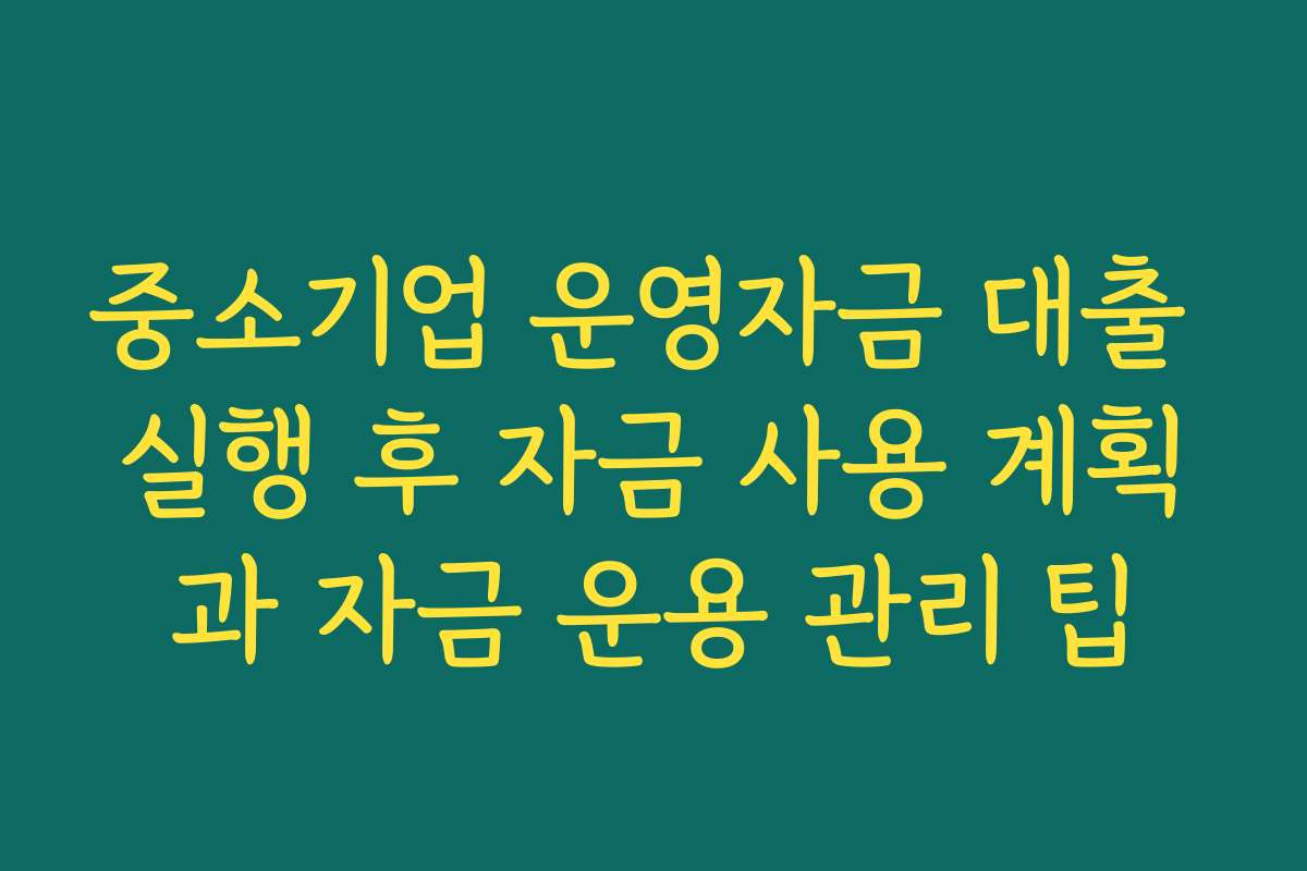 중소기업 운영자금 대출 실행 후 자금 사용 계획과 자금 운용 관리 팁
