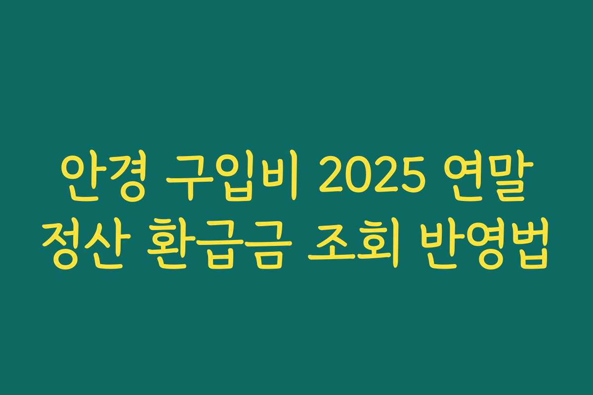 안경 구입비 2025 연말정산 환급금 조회 반영법