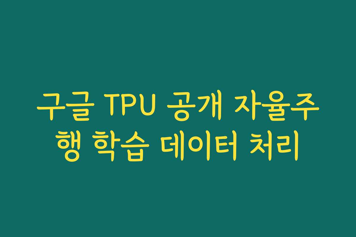 구글 TPU 공개 자율주행 학습 데이터 처리