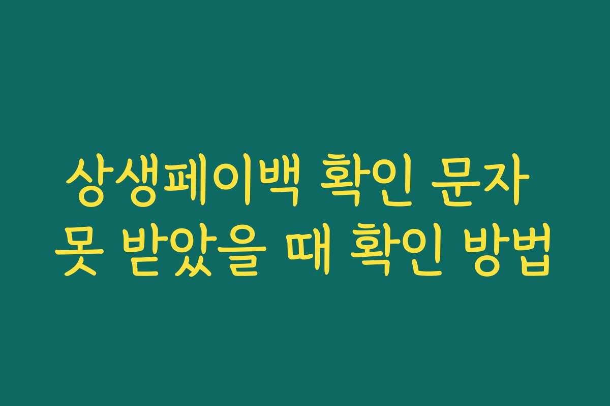 상생페이백 확인 문자 못 받았을 때 확인 방법