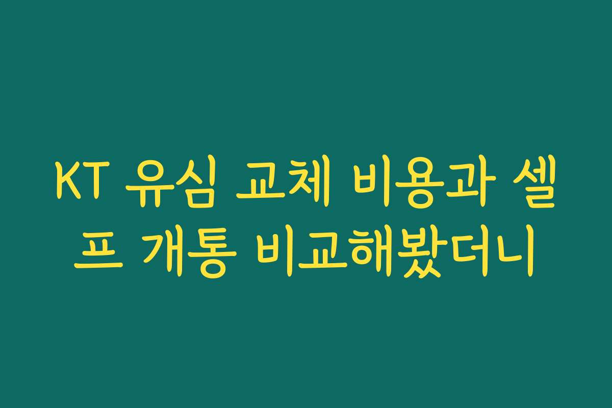 KT 유심 교체 비용과 셀프 개통 비교해봤더니