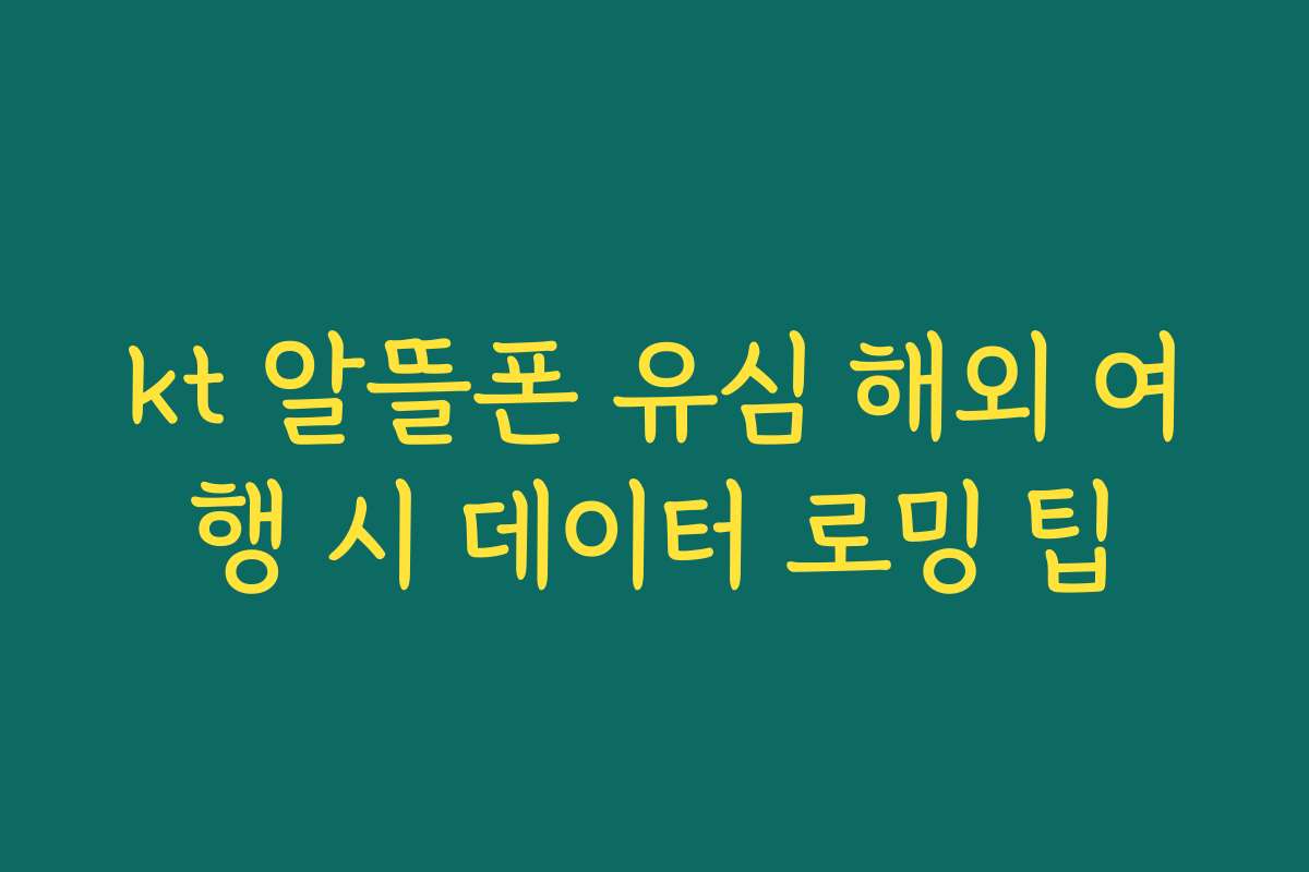 kt 알뜰폰 유심 해외 여행 시 데이터 로밍 팁