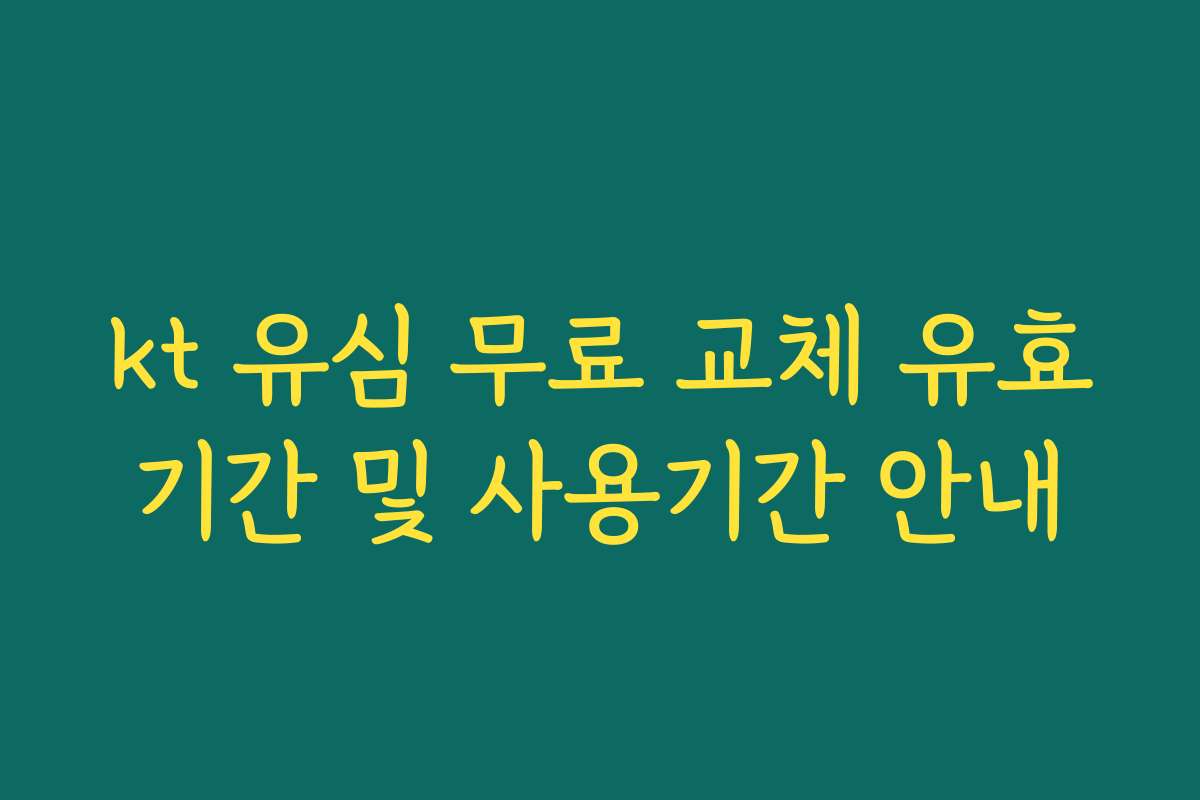 kt 유심 무료 교체 유효기간 및 사용기간 안내