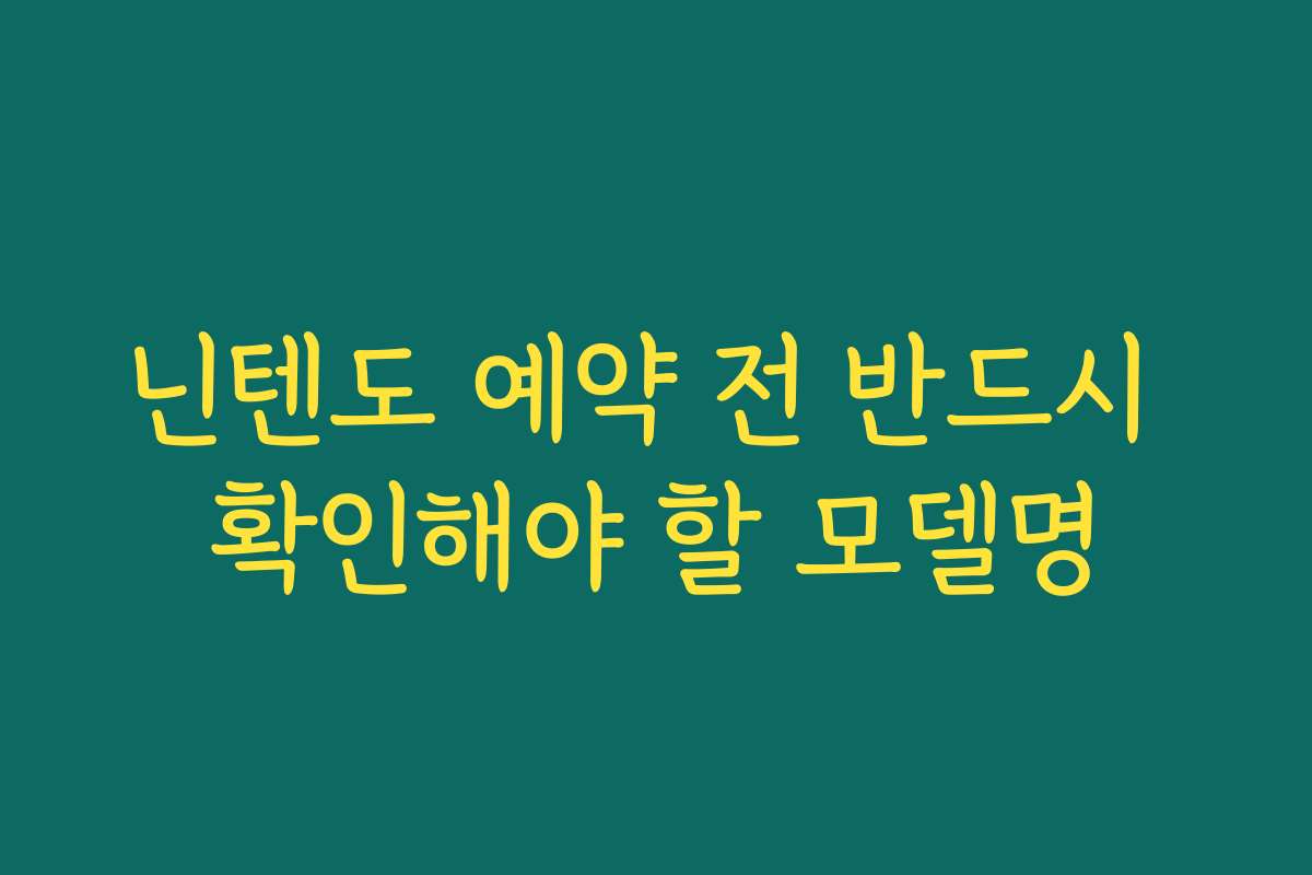 닌텐도 예약 전 반드시 확인해야 할 모델명