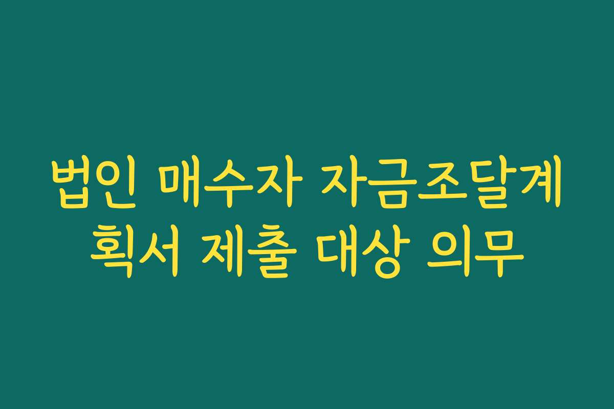 법인 매수자 자금조달계획서 제출 대상 의무