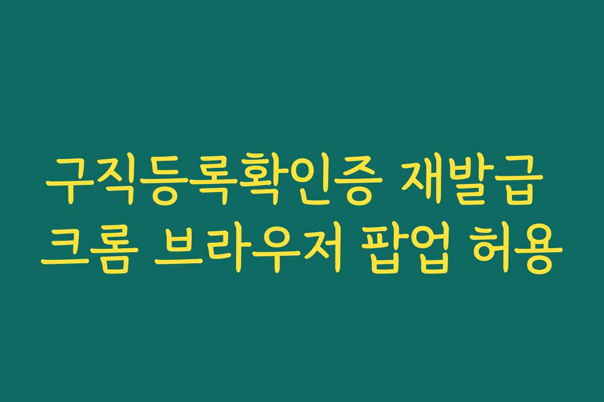 구직등록확인증 재발급 크롬 브라우저 팝업 허용