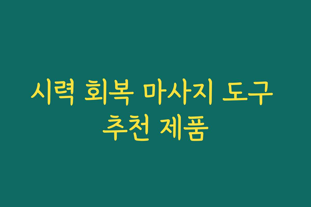 시력 회복 마사지 도구 추천 제품