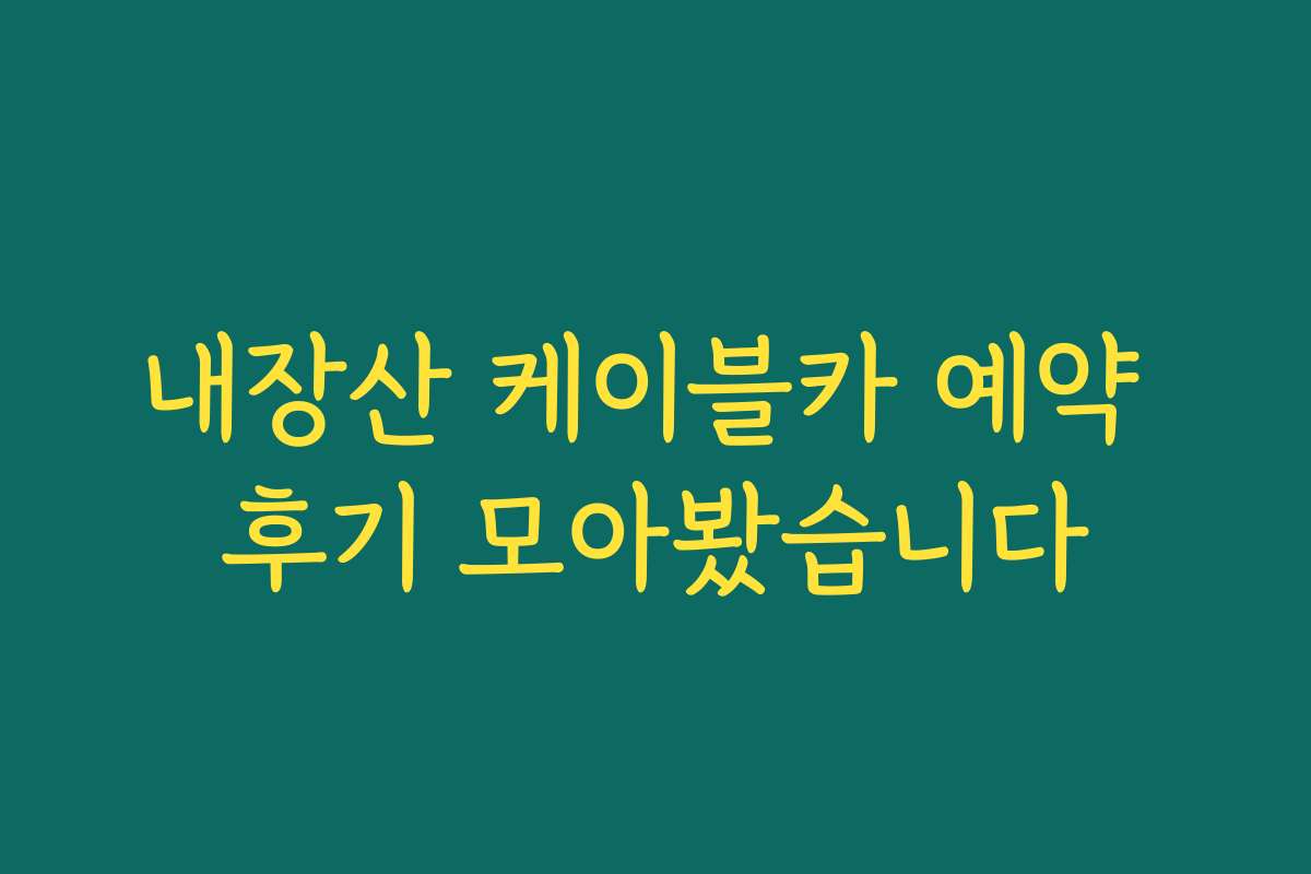 내장산 케이블카 예약 후기 모아봤습니다