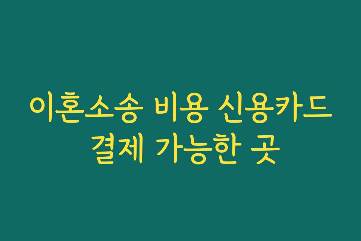 이혼소송 비용 신용카드 결제 가능한 곳