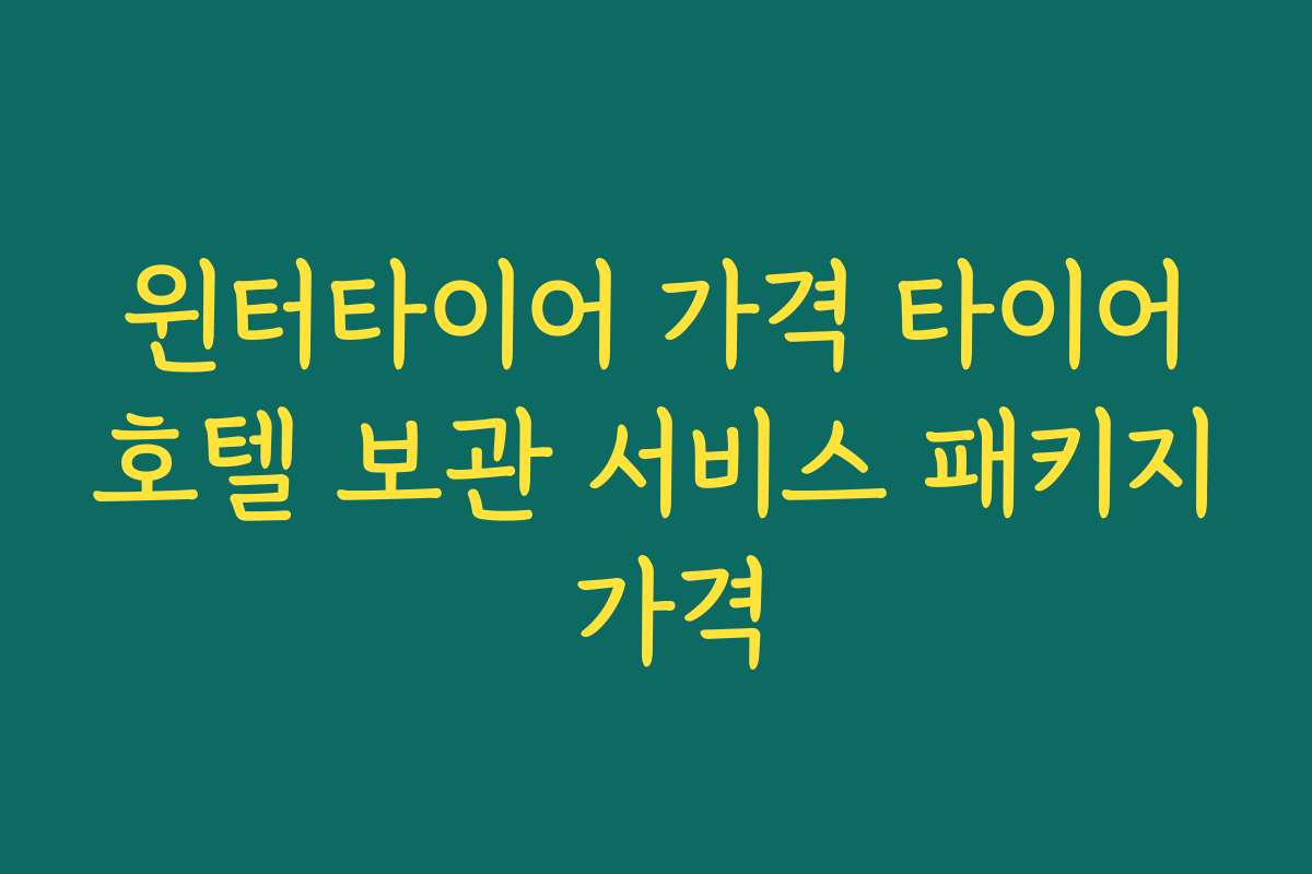 윈터타이어 가격 타이어호텔 보관 서비스 패키지 가격