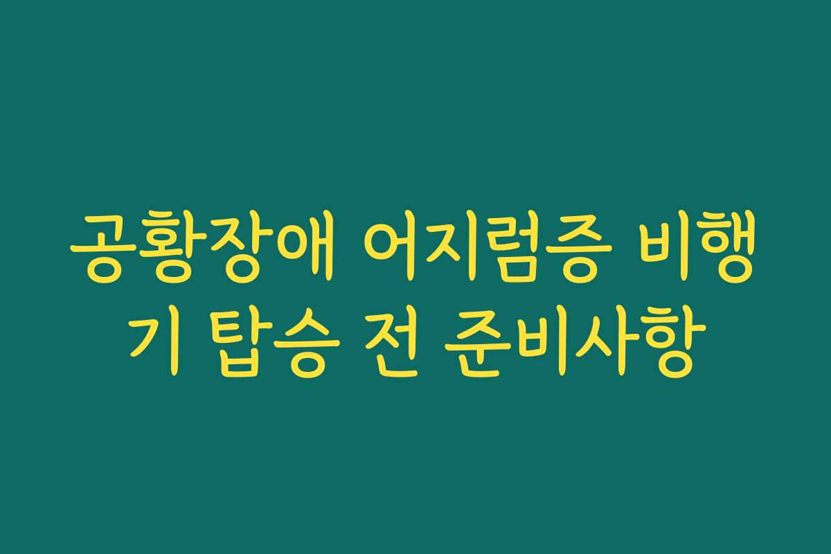 공황장애 어지럼증 비행기 탑승 전 준비사항