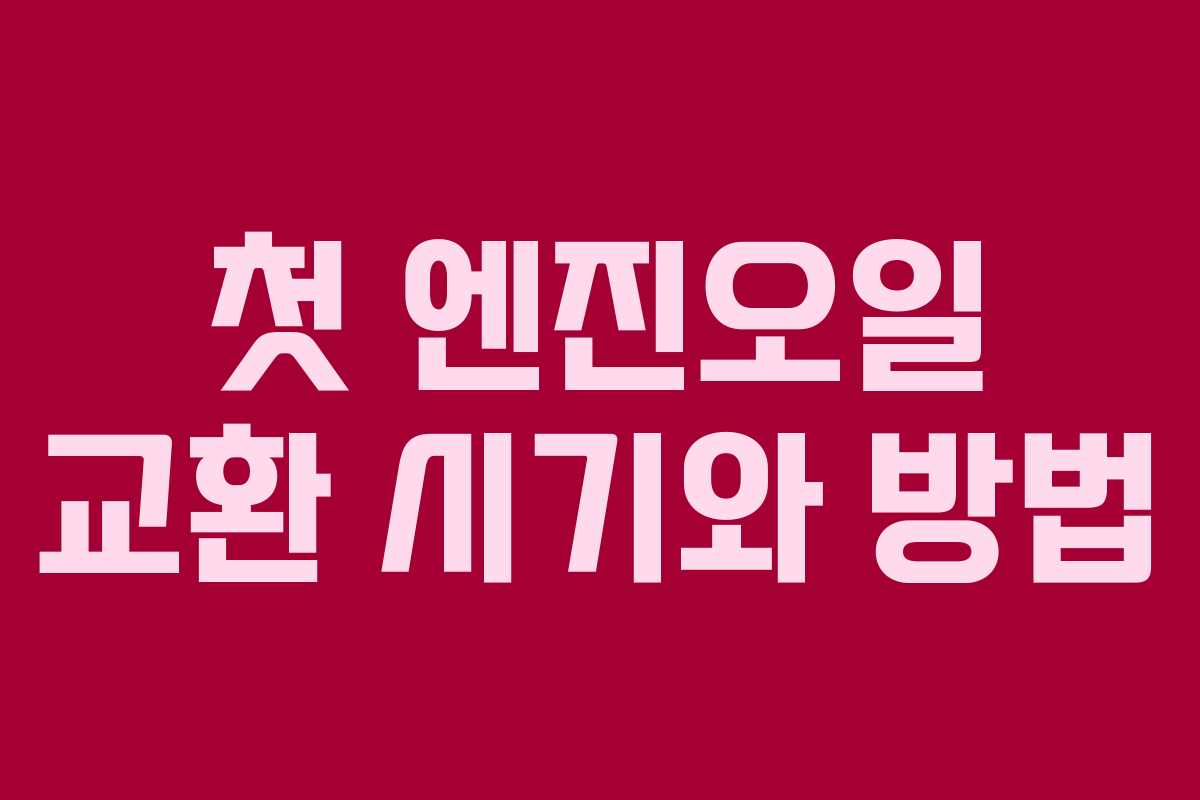 첫 엔진오일 교환 시기와 방법