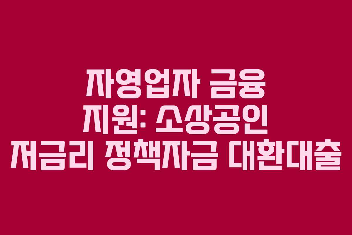 자영업자 금융 지원: 소상공인 저금리 정책자금 대환대출