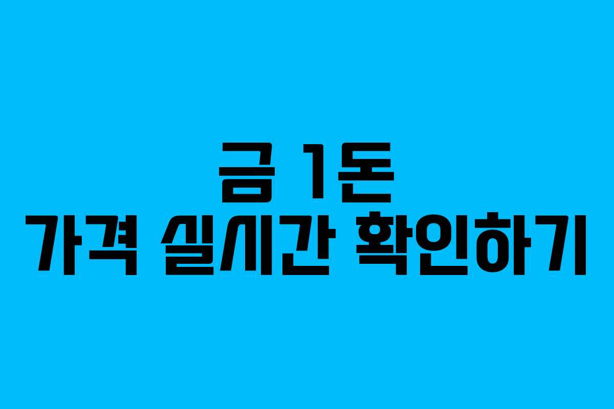 금 1돈 가격 실시간 확인하기