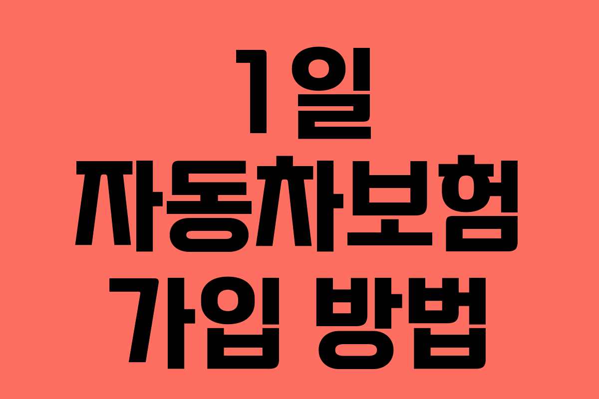 1일 자동차보험 가입 방법