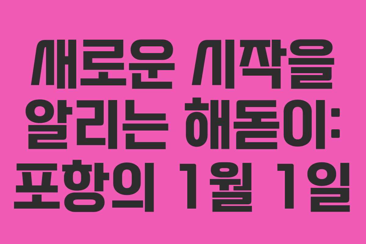 새로운 시작을 알리는 해돋이: 포항의 1월 1일