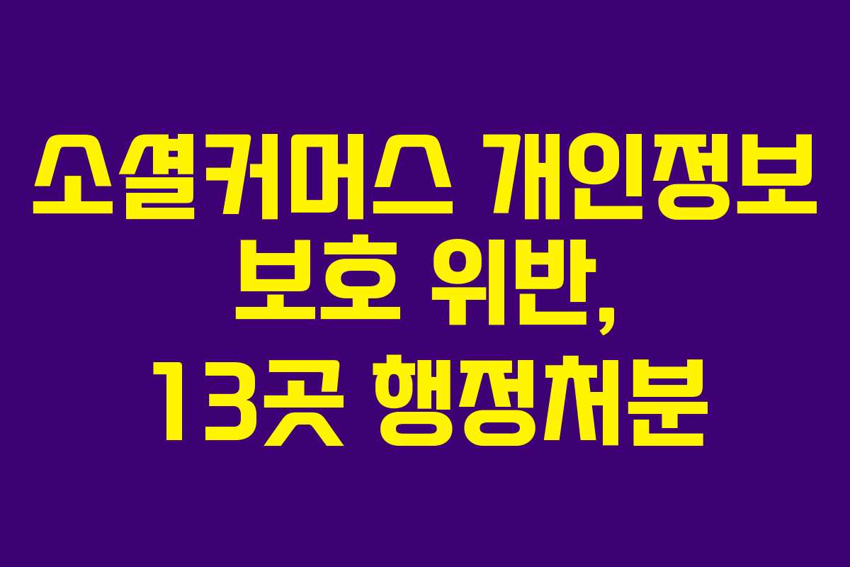 소셜커머스 개인정보 보호 위반, 13곳 행정처분