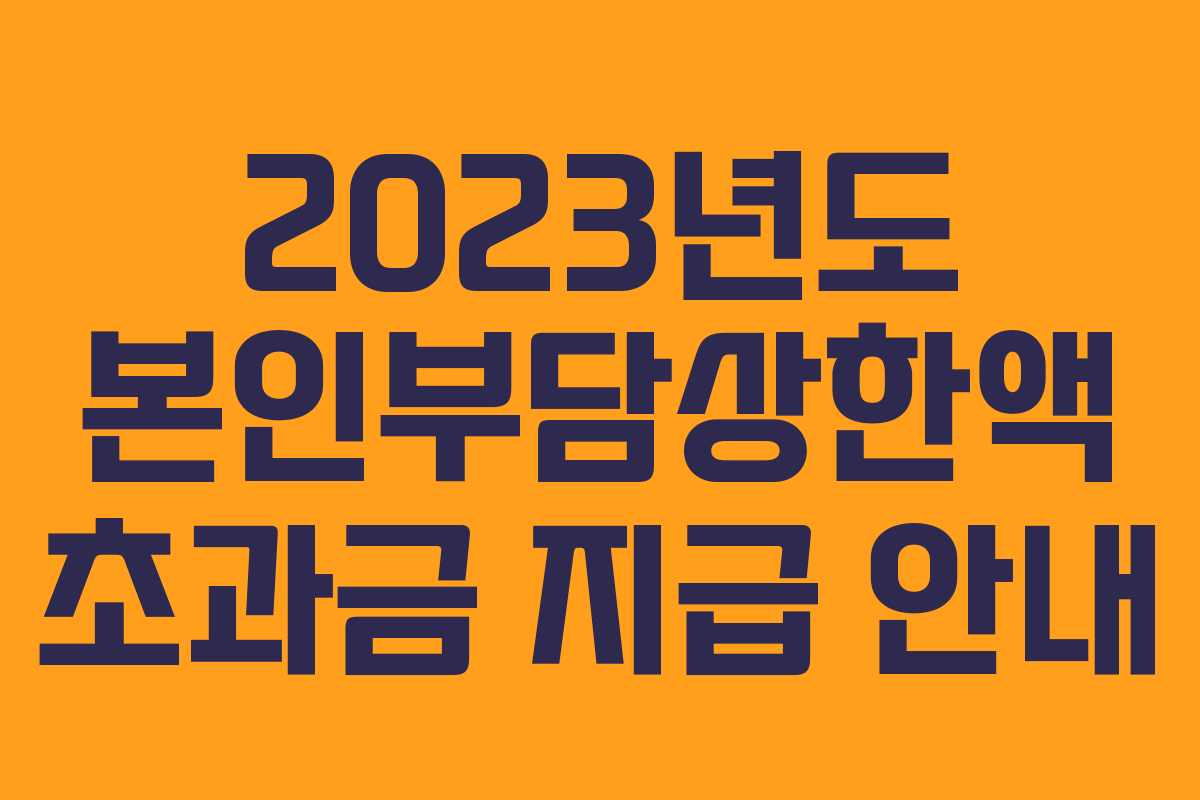 2023년도 본인부담상한액 초과금 지급 안내